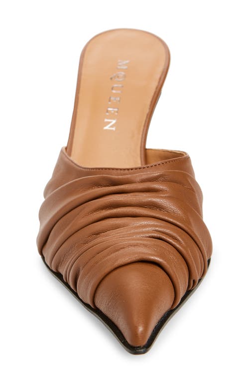Alexander Mcqueen Ruched Leather Mule Pumps In Wood