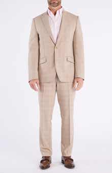 SAVILE ROW CO Hoxton Tan Plaid Stretch Suit