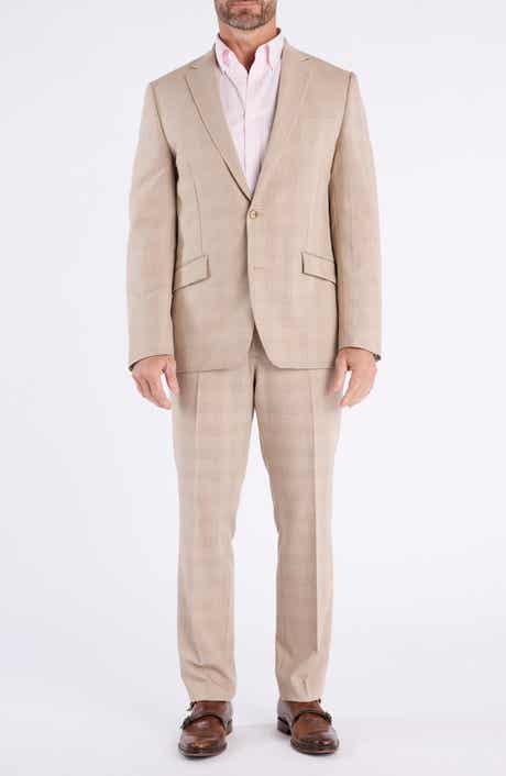 SAVILE ROW CO Hoxton Tan Plaid Stretch Suit