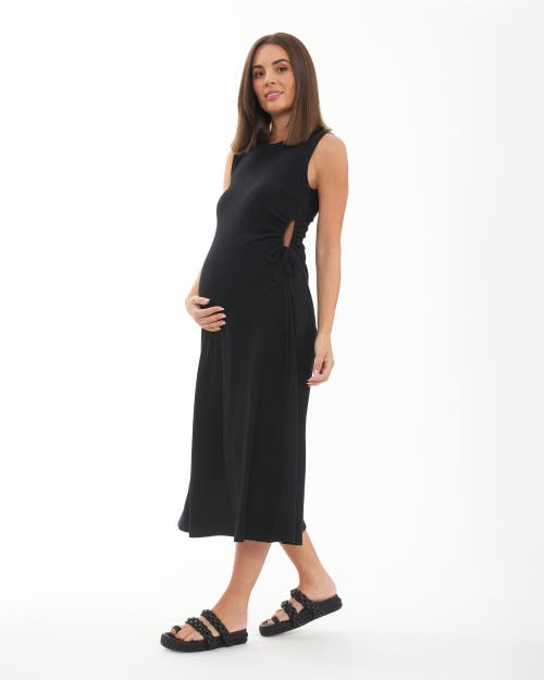 Ripe Maternity Carol Rib A-line Cut Out Dress Black In Black
