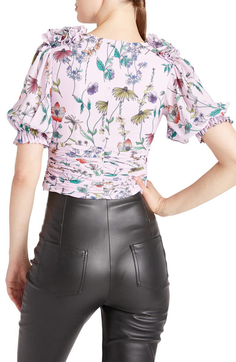 AMUR Odette Floral Ruched Puff Sleeve Blouse, Alternate, color,