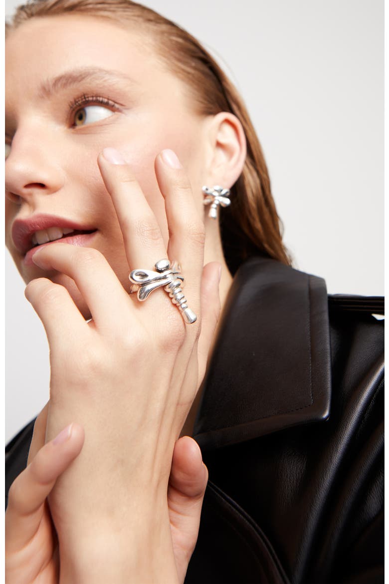 Sterling Silver Plated Dragonfly Ring, Alternate, color, Silver