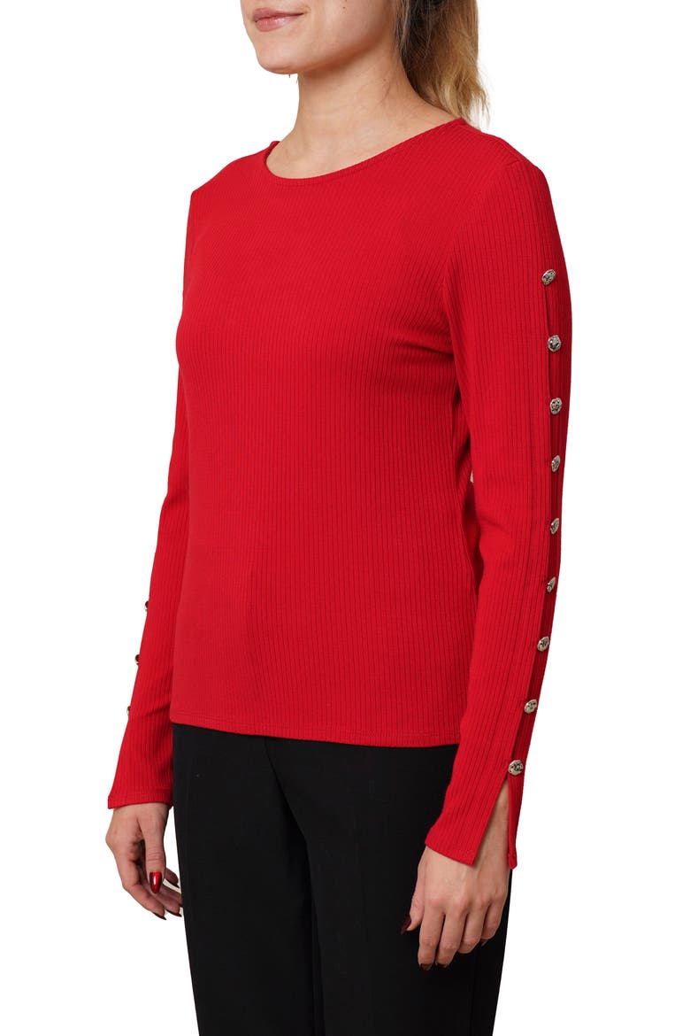 Keyhole Long Sleeve Top, Alternate, color, SALSA