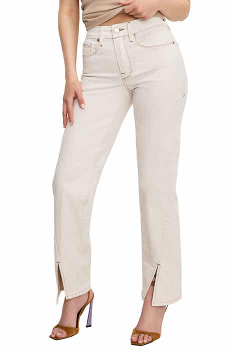 Good American Good Boy Split Hem Petite Straight Leg Jeans