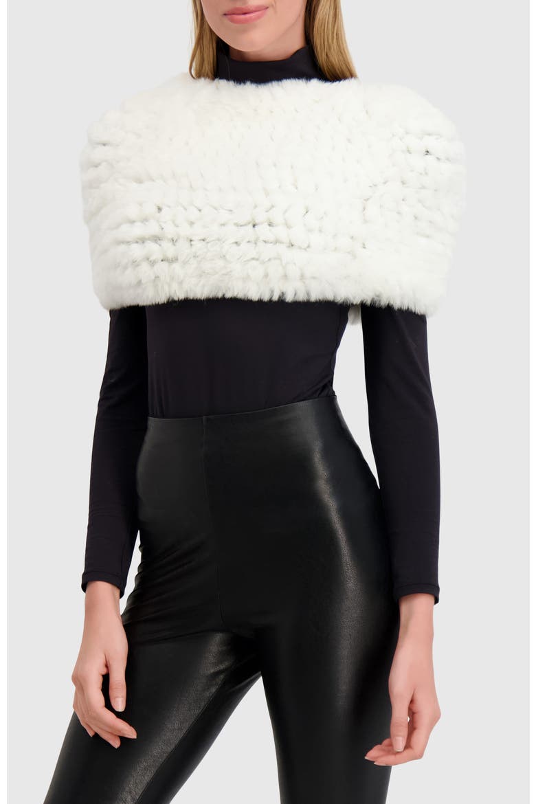 Fur-Free Rex Rabbit (Faux Fur) Knit Cowl, Alternate, color, WHITE