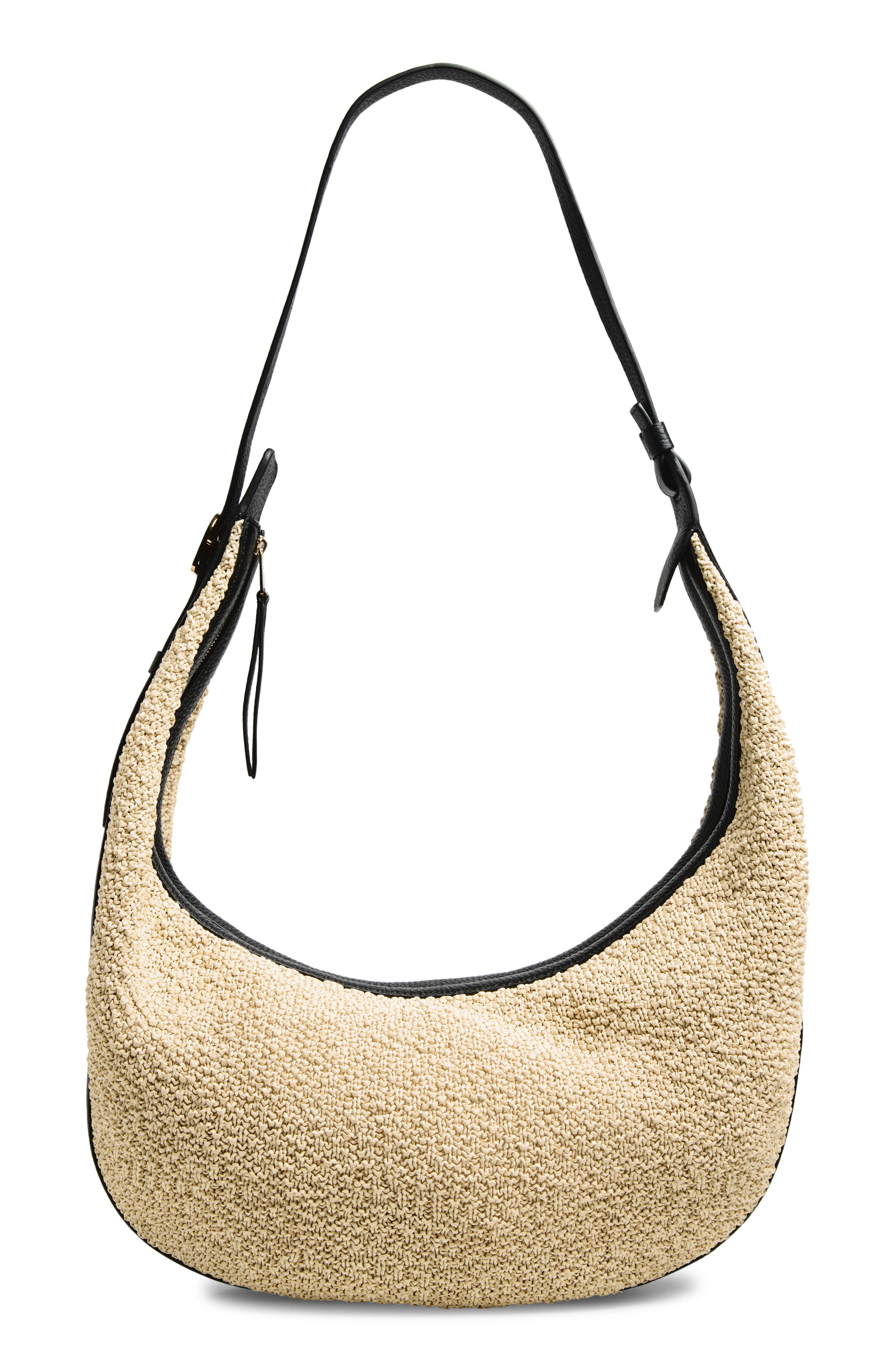 Khaite Augustina Hobo Bag, Main, color, 367 Black / Natural