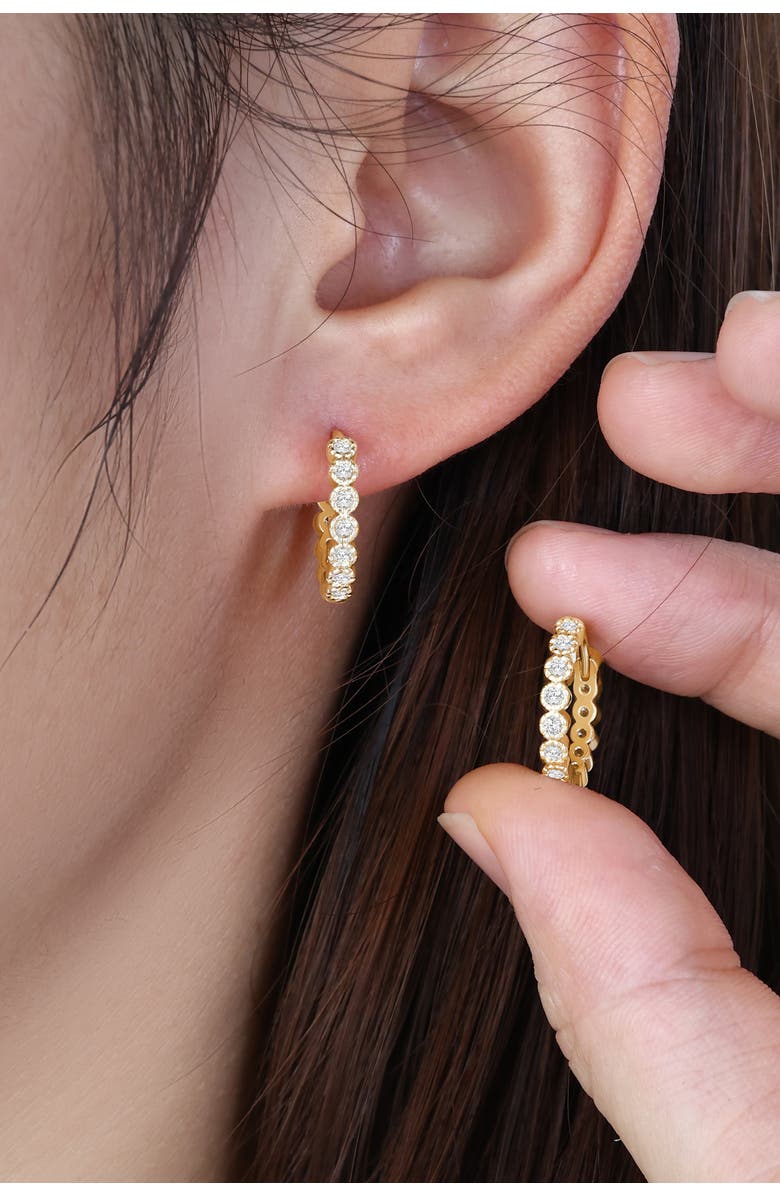 Mint 
Lily Shimmer Huggie Hoop Earrings, Alternate, color, Silver