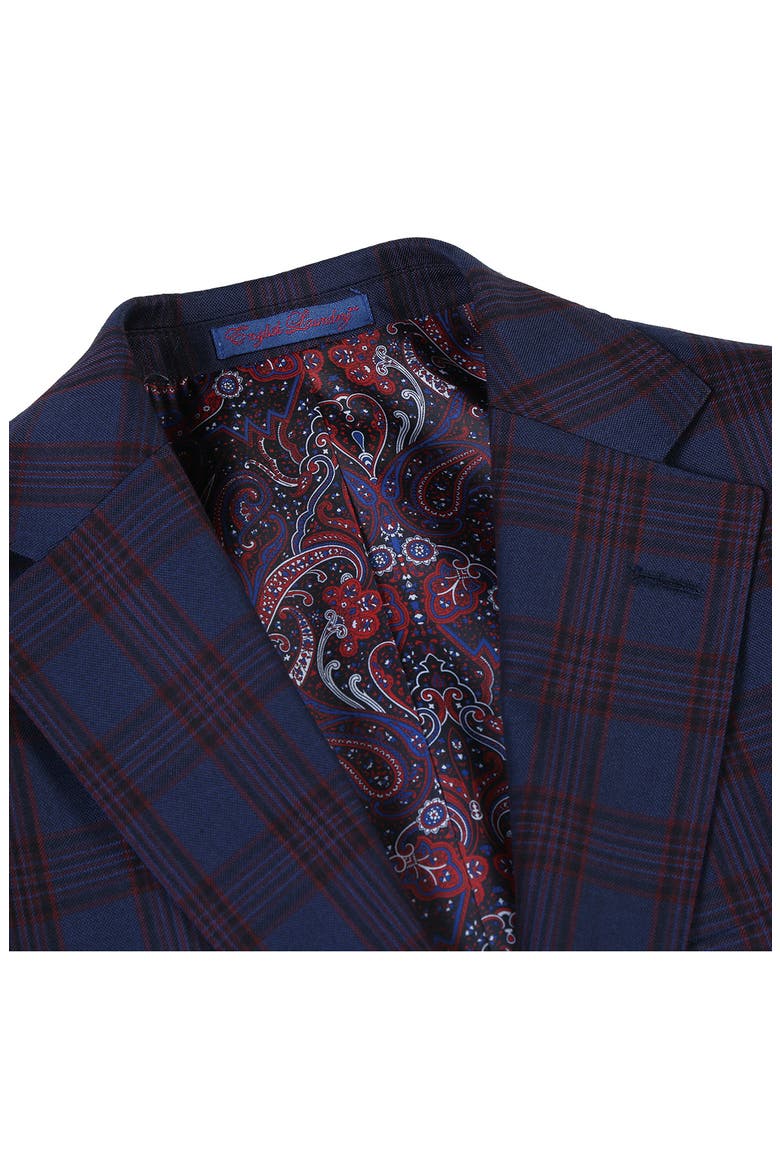 Trim Fit Plaid Two-Button Suit, Alternate, color, BLUE