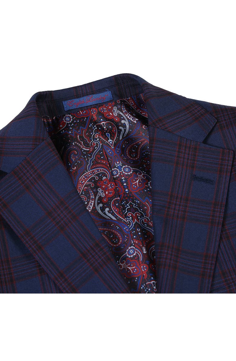 English Laundry Trim Fit Plaid Two-Button Suit, Alternate, color, Blue