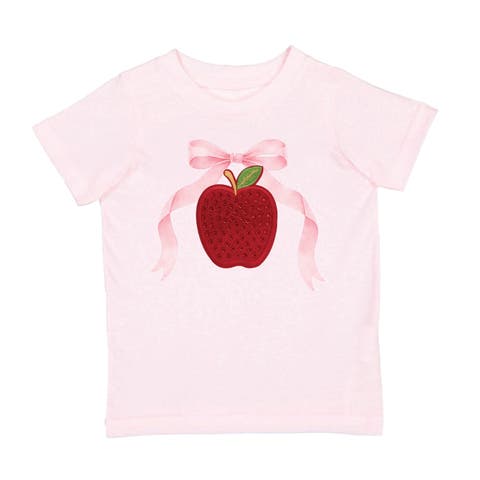 Apple Rhinestone Patch Short Sleeve T-Shirt