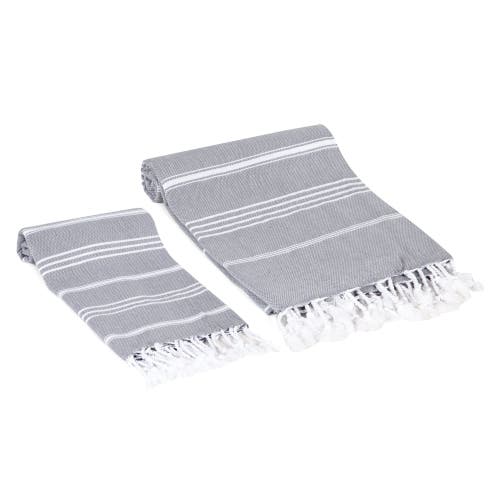 Olive And Linen Olive & Linen Bodrum Turkish Towel Set In Gray