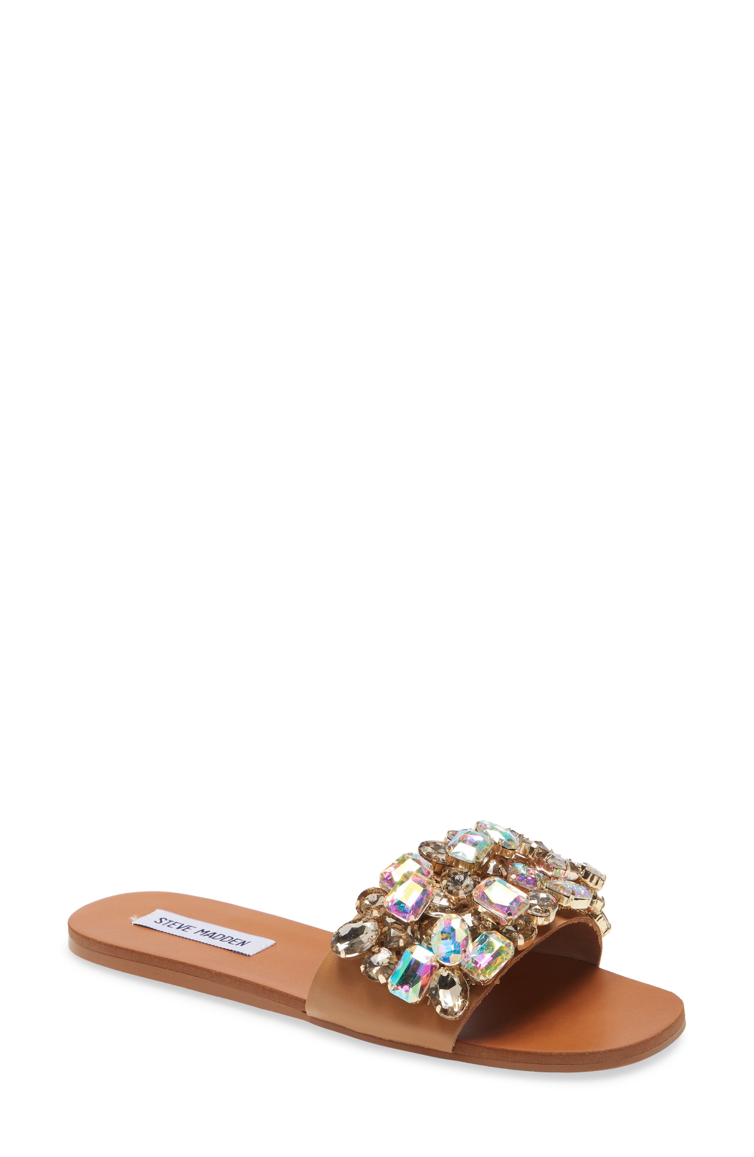 Brionna Embellished Slide Sandal, Main, color, RHINESTONE