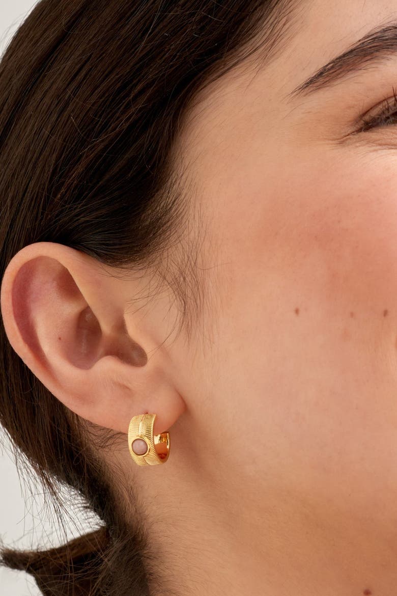 'October' Waterproof Gold Birthstone Hoop Earrings, Alternate, color, October