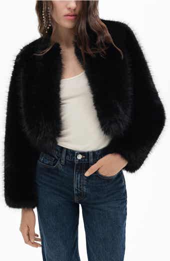 MANGO Boleta Faux Fur Crop Jacket