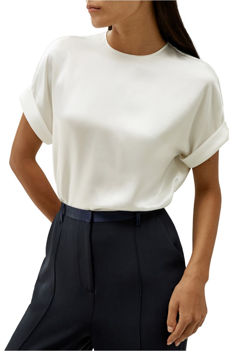 Lilysilk Contemporary Oversized Silk Top, Main, color, Natural White