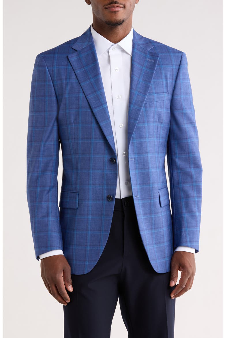 Flynn Classic Fit Plaid Wool Sport Coat, Main, color, MEDIUM BLUE