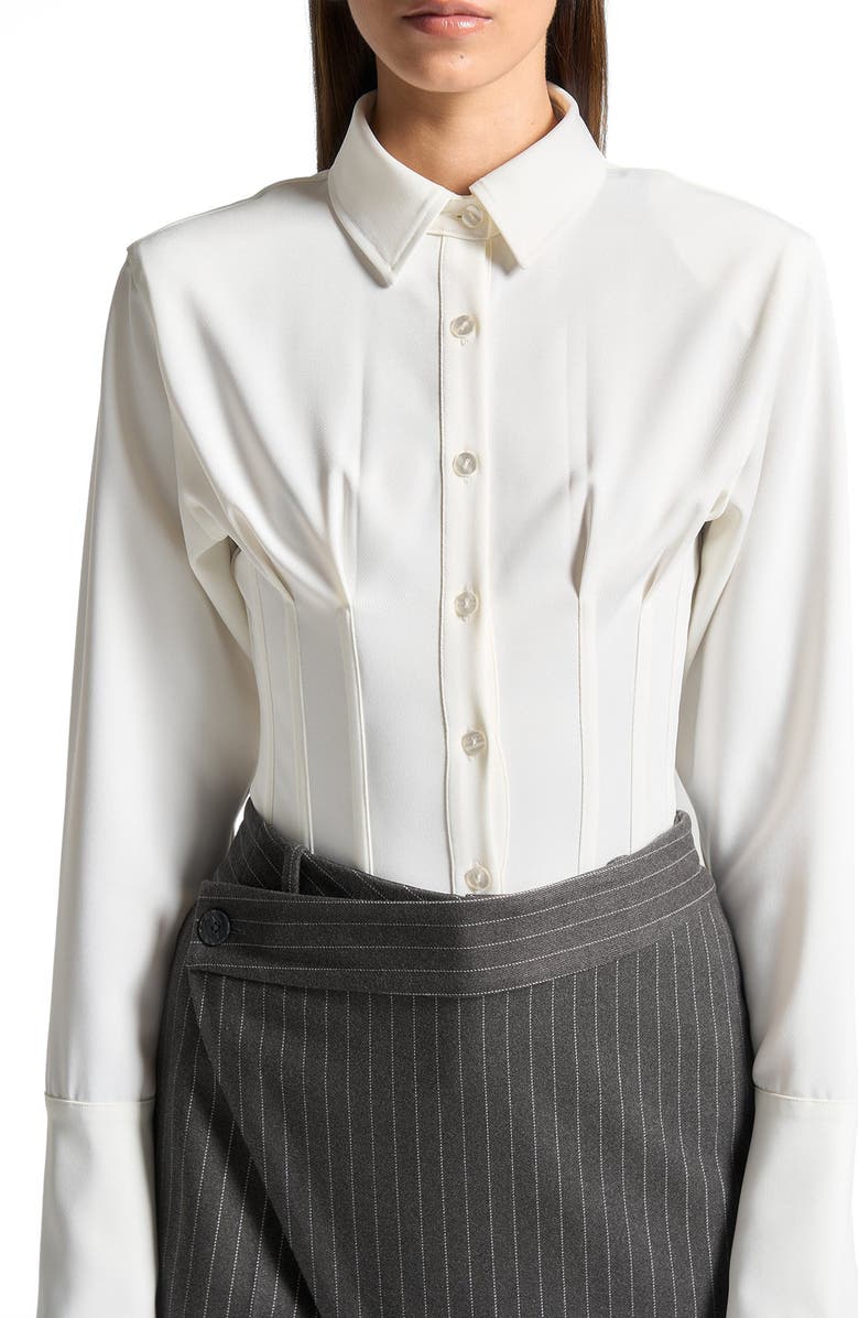 Manière De Voir Agnes Corset Shirt Bodysuit, Main, color, Off White