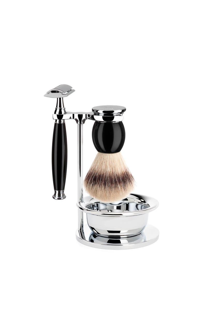 MÜHLE Sophist Black 4-piece Silvertip Fiber & Safety Razor Shaving Set, Main, color, Black
