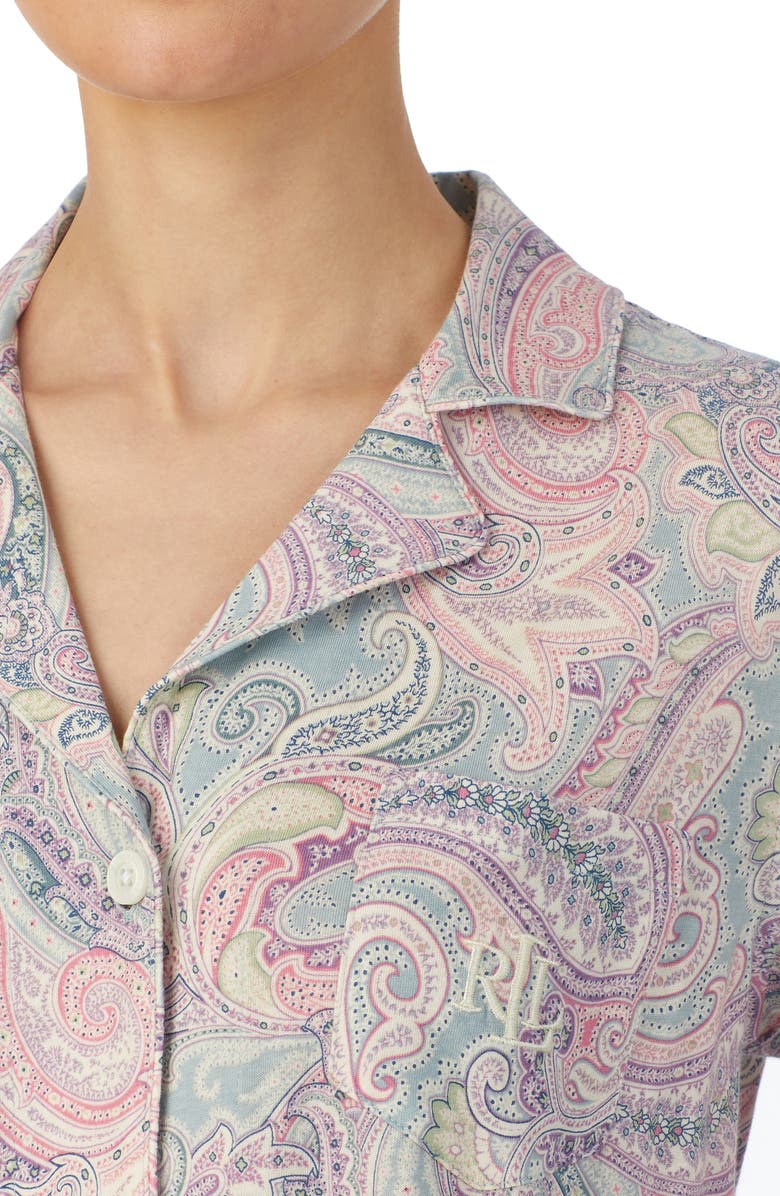 Lauren Ralph Lauren Paisley Long Sleeve Cotton Blend Pajamas, Alternate, color,
