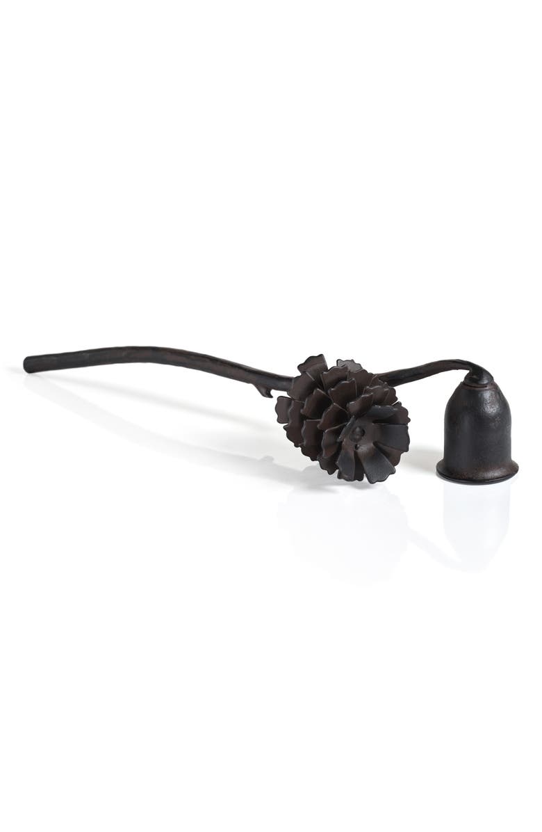 Zodax Brunel Pinecone Wrought Iron Candle Snuffer, Main, color, Dark Brown