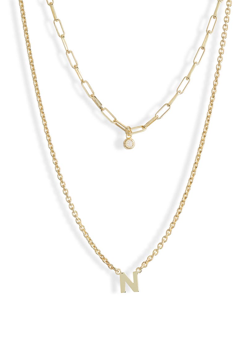 Diamond Initial Charm Necklace, Main, color, YELLOW-N