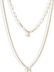 MESHMERISE Diamond Initial Charm Necklace