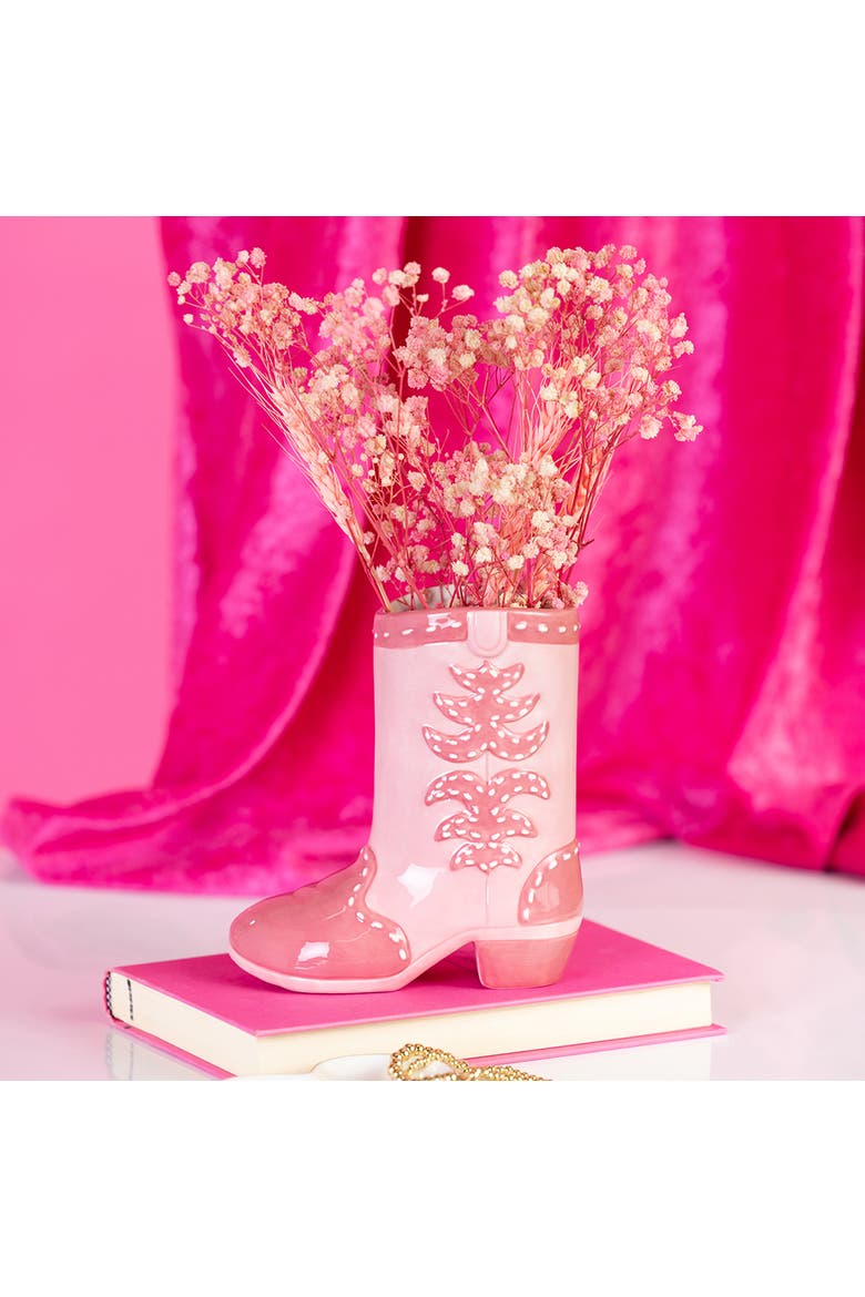 Pink Boot Vase Ceramic Pink, Alternate, color, Pink