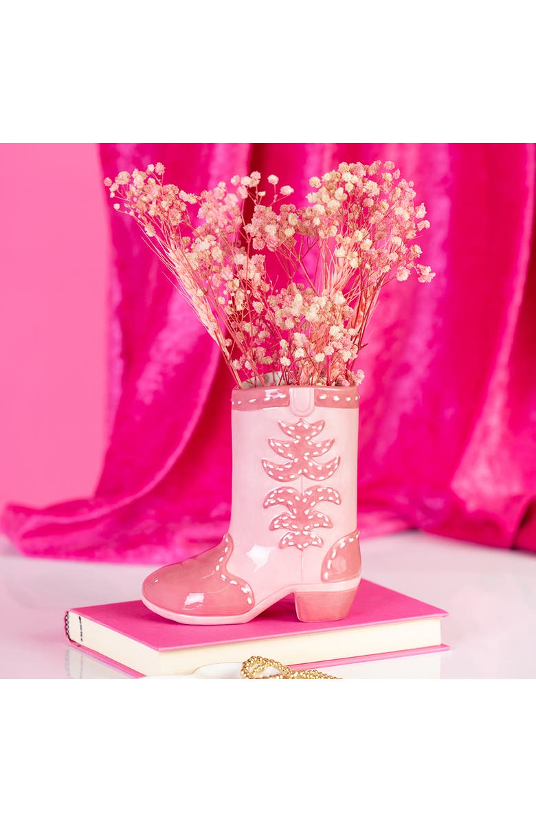 Totalee Gift Pink Boot Vase Ceramic Pink, Alternate, color, Pink