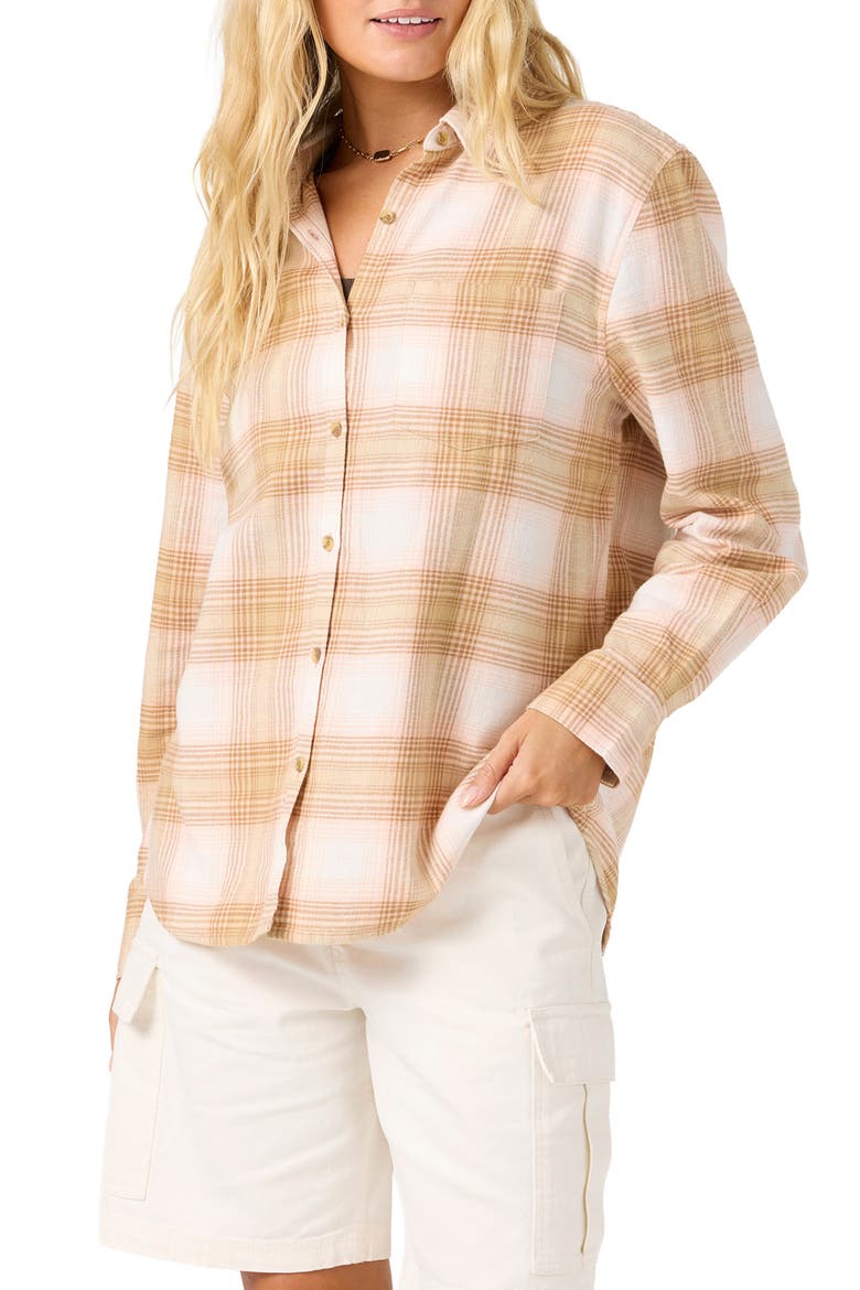Logan Plaid Flannel Shirt, Alternate, color, PEACH LIGHT