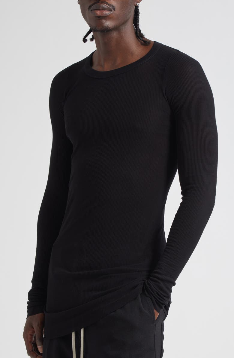 Rick Owens Long Sleeve Rib T-Shirt, Alternate, color, Black