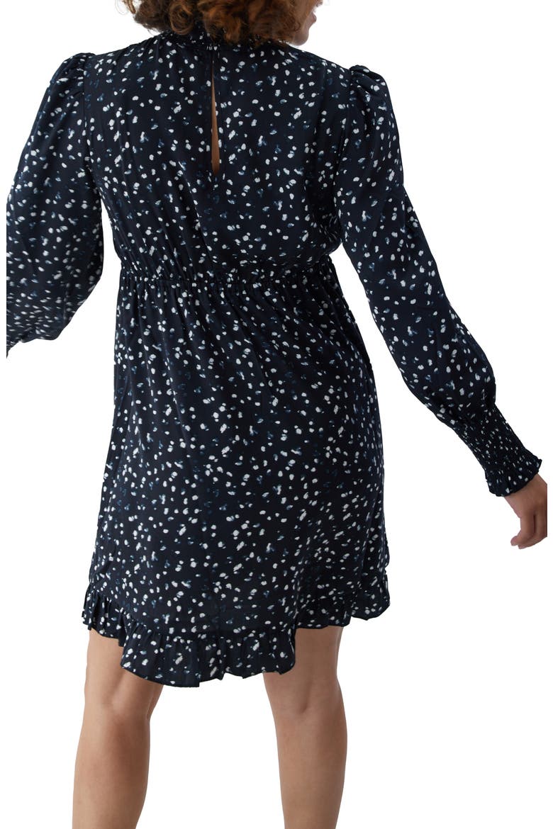 Smocked Long Sleeve Maternity Dress, Alternate, color, BLACK WHITE DOT