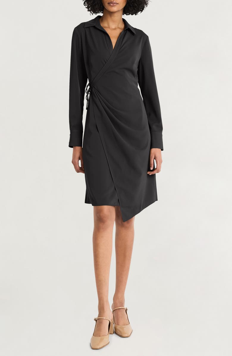 Luxely Long Sleeve Wrap Shirtdress, Main, color, 