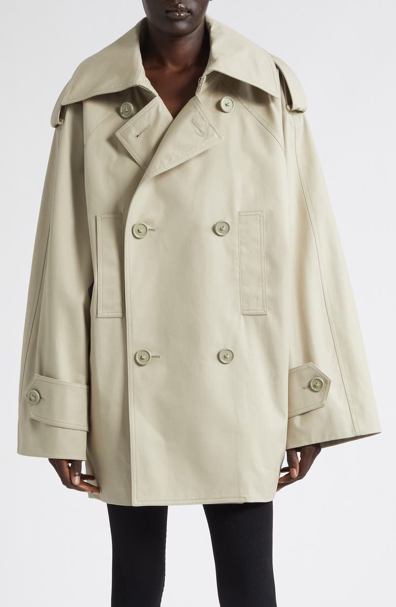 Balenciaga Double Breasted Cotton Twill Trench Coat, Main, color, 9710 Beige