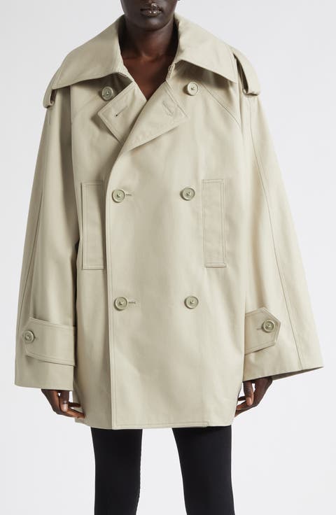 Double Breasted Cotton Twill Trench Coat