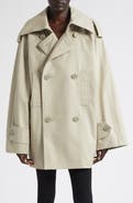Balenciaga Double Breasted Cotton Twill Trench Coat