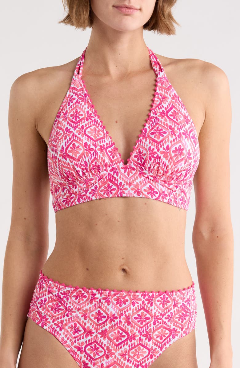 Tommy Bahama Island Cays Shell Beach Reversible Halter Bikini Top, Main, color, Passion Pink