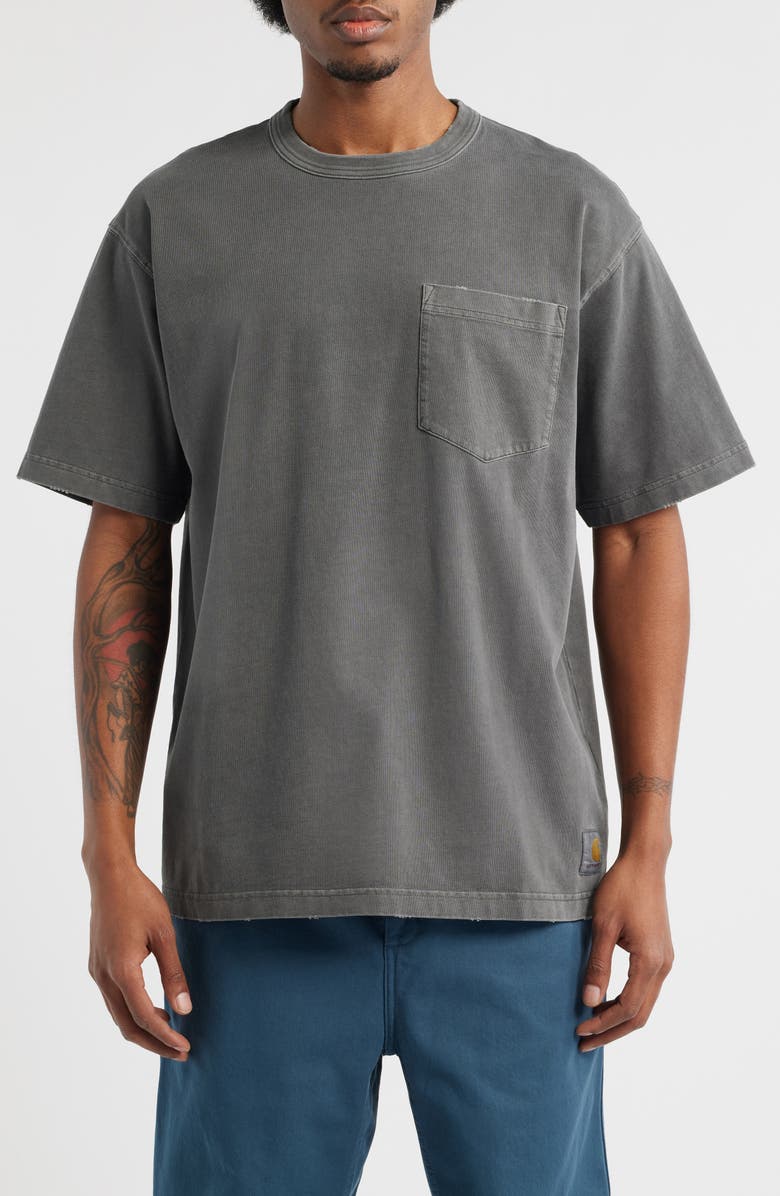 Carhartt Work In Progress Torion Distressed Pocket T-Shirt, Main, color, Black (Grind Wash)