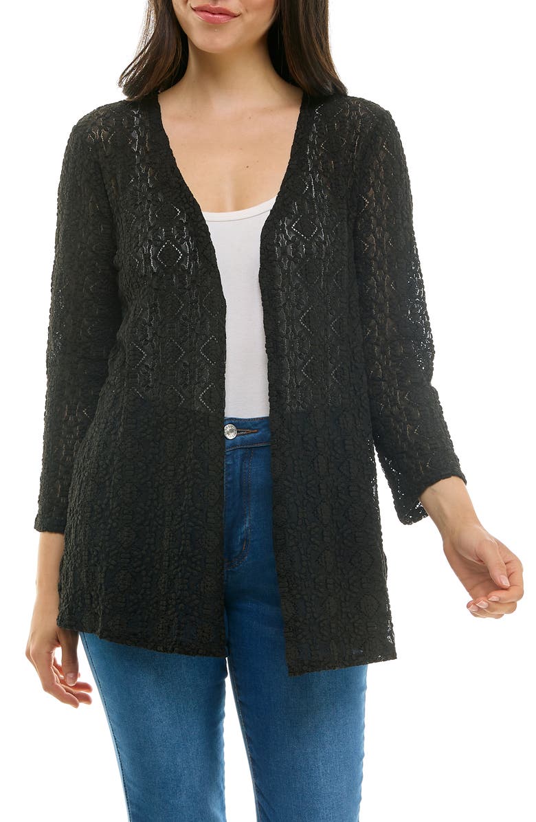 Nina Leonard Lace Bolero, Main, color, Black