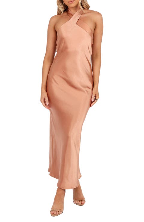 Grasie Stretch Satin Halter Dress