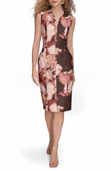 Floral Print Sleeveless Sheath Dress