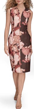 Donna Karan New York Floral Print Sleeveless Sheath Dress