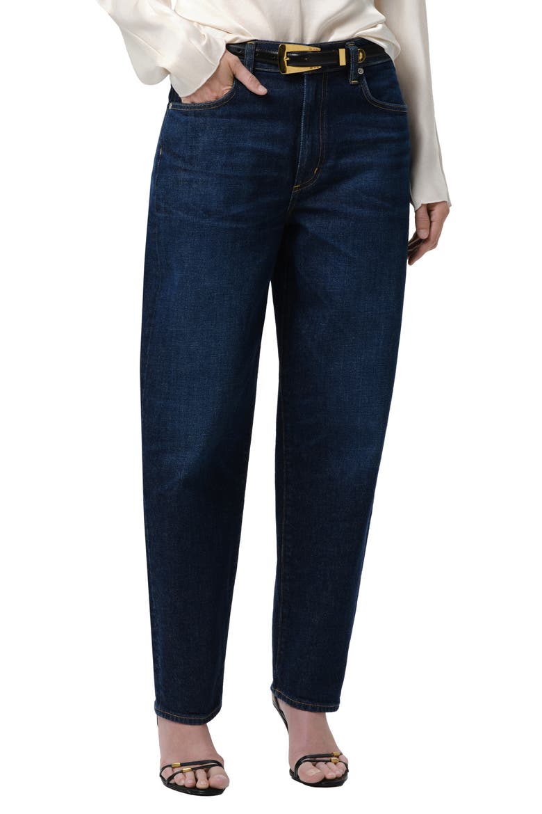 The Taper High Waist Tapered Jeans, Main, color, ARIES DARK INDIGO