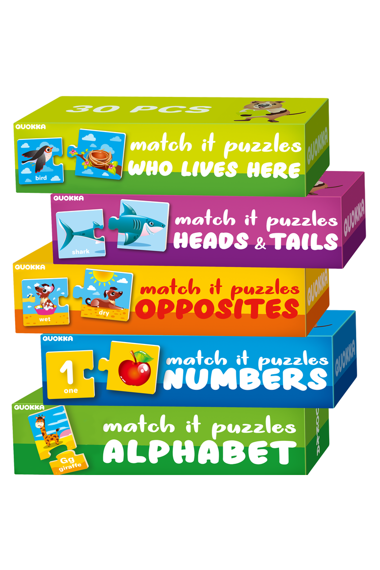 Matching Jigsaw Puzzle 5-Pack Set for Toddlers, Main, color, Matching Games Abc