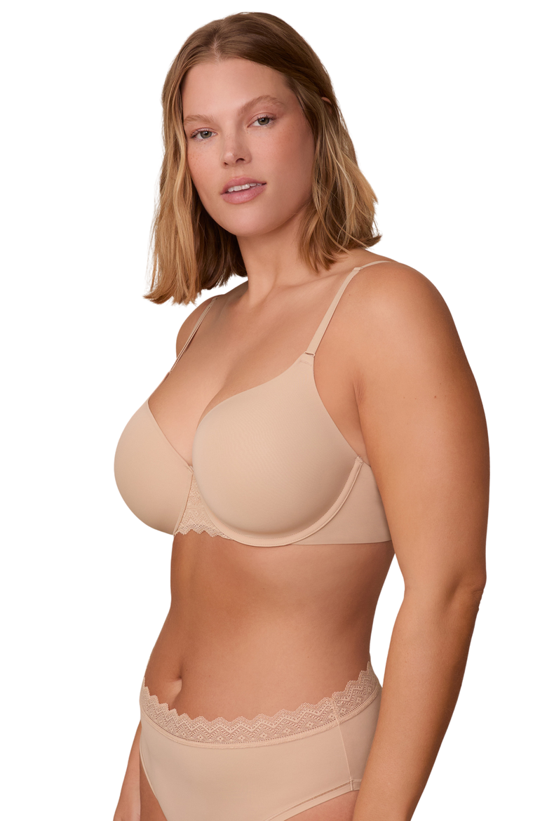 Base Lace T-Shirt Bra, Alternate, color, Beige