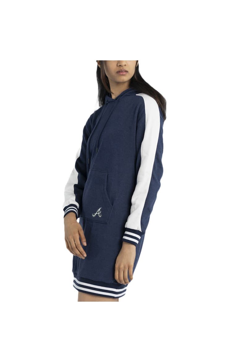 Women's Lusso Navy Atlanta Braves Mara Tri-Blend Hoodie Dress, Alternate, color, Navy