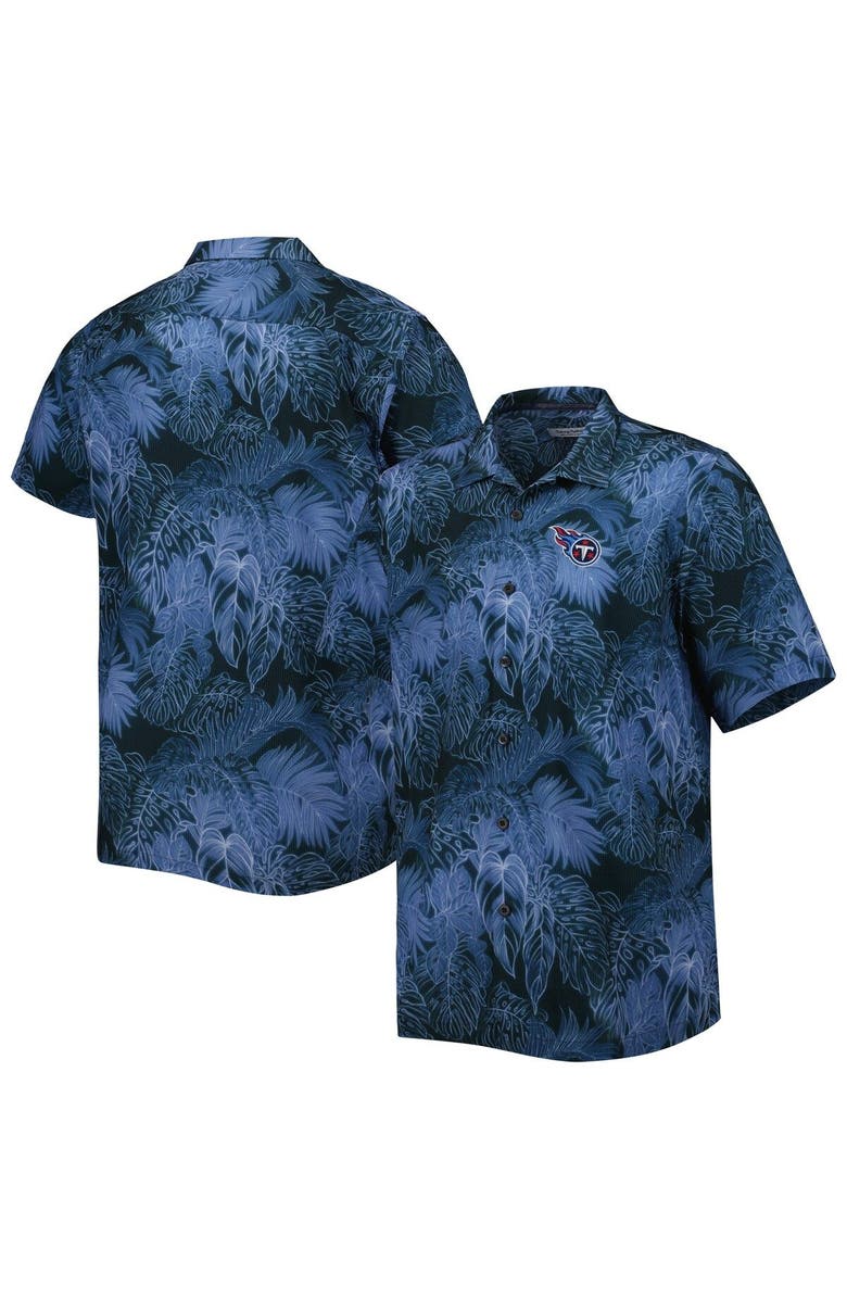 Tommy Bahama Men's Tommy Bahama Navy Tennessee Titans Big & Tall Bahama Coast Luminescent Fronds Camp IslandZone Button-Up Shirt, Main, color, Blue
