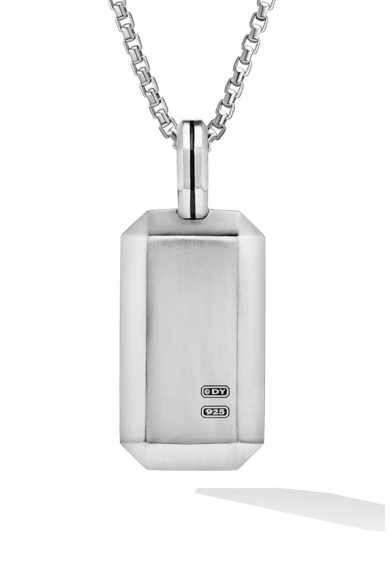 Deco Tag in Sterling Silver with Black Diamonds, Alternate, color, STERLING SILVER