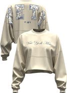 FANATICS Women's Fanatics Light Beige New York Mets Spirit Floral Script Cropped Long-Sleeve T-Shirt