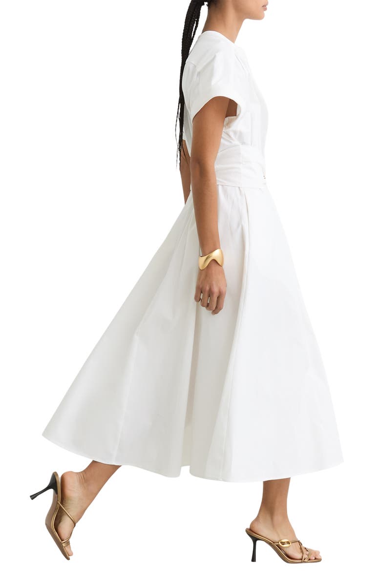 Reiss Sally Stretch Cotton Midi Dress, Alternate, color, Ivory
