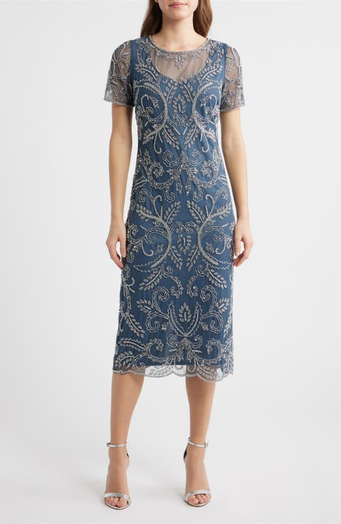 Embellished Illusion Neck Cocktail Dress